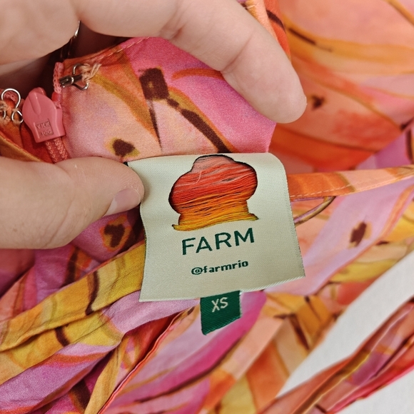 FARM RIO Nwot Ombre Bananas Crossed Back Square Neck Maxi Dress XS Women's - Picture 15 of 15